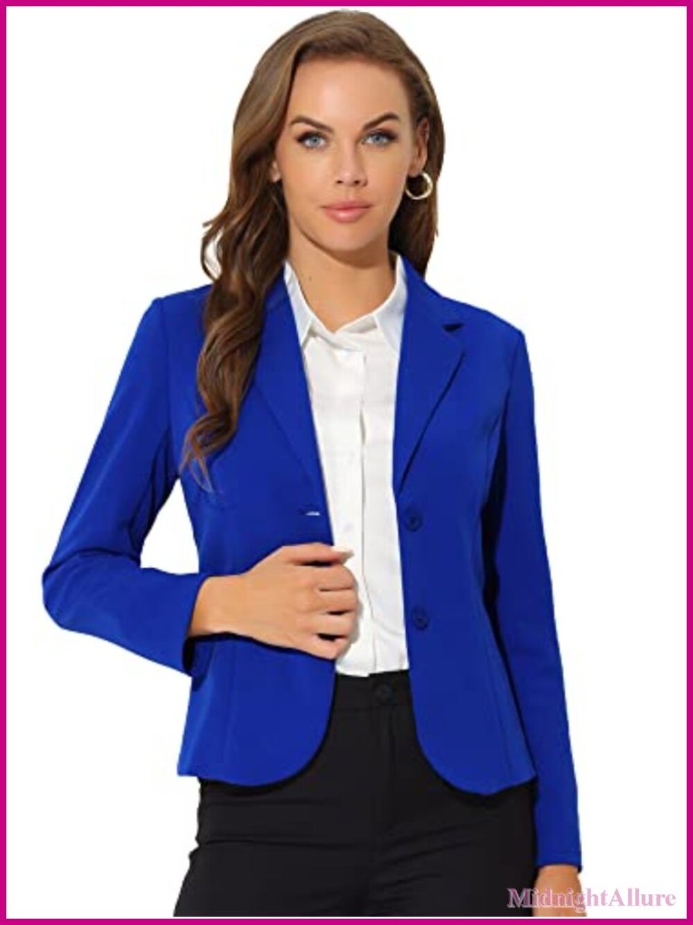 Knit Stretch Blazer Notch Lapel Long Sleeve Business Casual Work Office Jacket